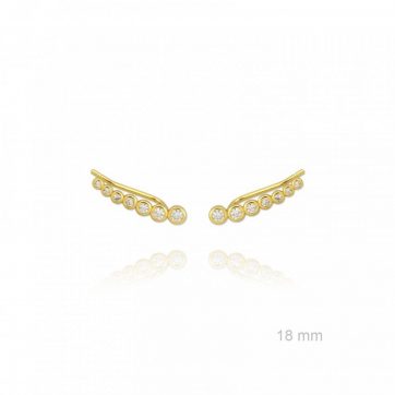 petsios Σκουλαρίκια climbers με πέτρες ζιργκόν επίχρυσα