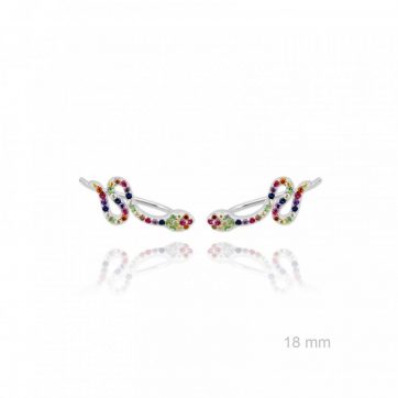 petsios Σκουλαρίκια climbers φιδάκι με πέτρες ζιργκόν