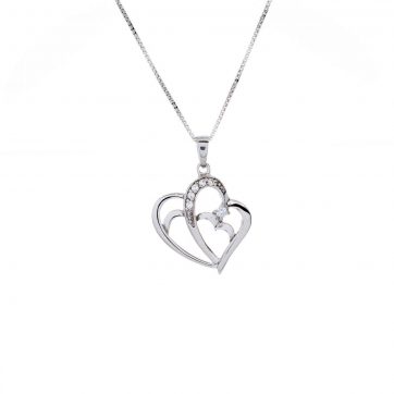 petsios Κολιέ καρδιά με ζιργκόν πέτρες