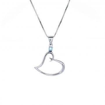 petsios Κολιέ καρδιά με άκουα μαρίν πέτρα