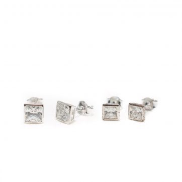 petsios Silver stud earrings with zircon stones