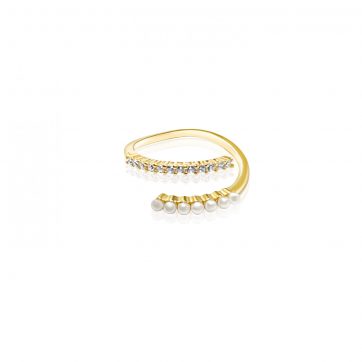 petsios Gold plated ring with natural pearls and zircon stones