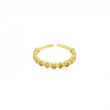 petsios Gold plated ring with natural zircon stones