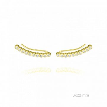 petsios Σκουλαρίκια climbers με πέτρες ζιργκόν επίχρυσα