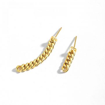 petsios Επίχρυσα σκουλαρίκια άνισες αλυσίδες