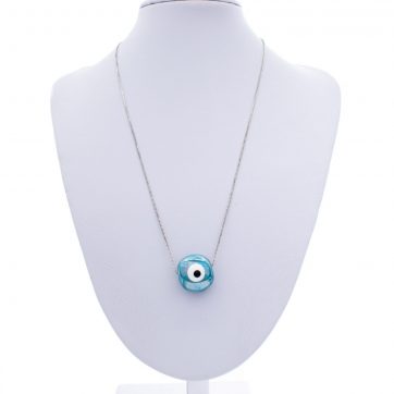 petsios Κολιέ με σκούρο βεραμάν χάντρα μάτι