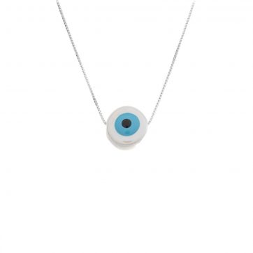 petsios Κολιέ με άσπρη χάντρα μάτι