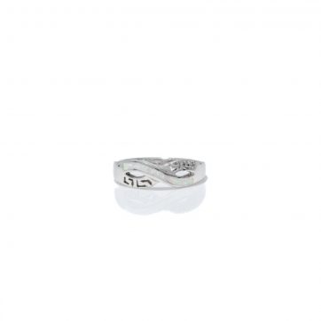 petsios Silver infinity ring with white opal and meander