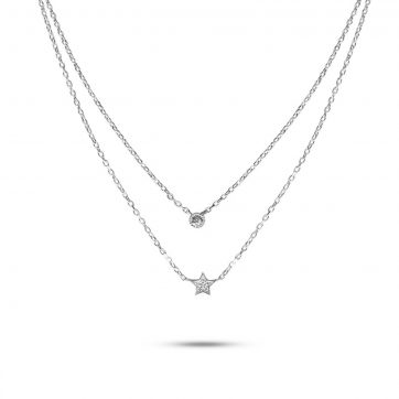 petsios Διπλό κολιέ με πέτρες ζιργκόν