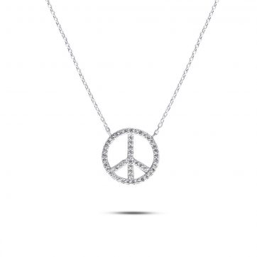 petsios Κολιέ σήμα της ειρήνης με πέτρες ζιργκόν