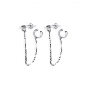 petsios Ασημένια σκουλαρίκια με φυσική πέτρα ζιργκόν