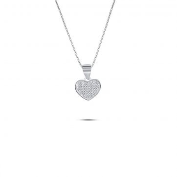 petsios Κολιέ καρδιά με ζιργκόν πέτρες