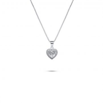 petsios Κολιέ καρδιά με ζιργκόν πέτρες