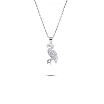 petsios Κολιέ φλαμίνγκο με πέτρες ζιργκόν