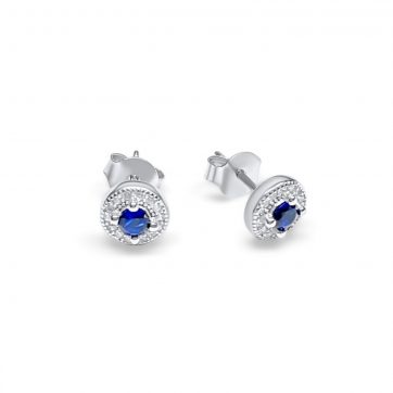 petsios Silver stud earrings with sapphire and zircon stones