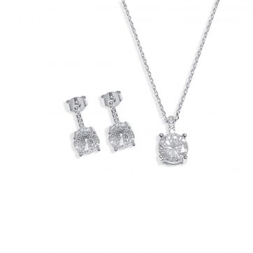 petsios Σετ κολιέ και σκουλαρίκια καρφωτά με πέτρες ζιργκόν