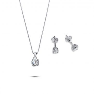 petsios Σετ κολιέ και σκουλαρίκια καρφωτά με πέτρες ζιργκόν