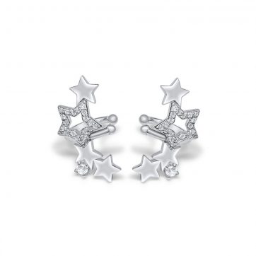 petsios Silver star ear cuffs with zircon stones