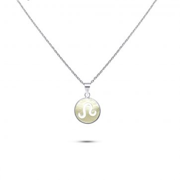 petsios Leo sign necklace with mother of pearl