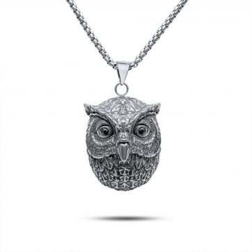 petsios Steel owl necklace