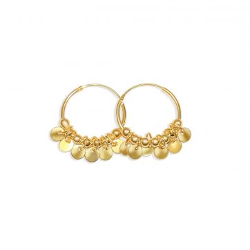 petsios Κρίκοι επίχρυσοι με κρεμαστά κυκλάκια (18mm)