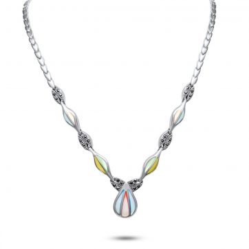 petsios Necklace with mother of pearl and marcasites 