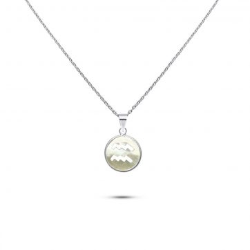 petsios Aquarius sign necklace with mother of pearl