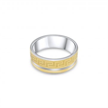 petsios Gold plated steel ring with meander
