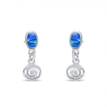 petsios Σκουλαρίκια κρεμαστά με πέτρες όπαλ και μαίανδρο