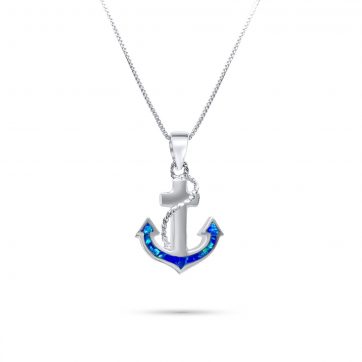 petsios Κολιέ άγκυρα με πέτρες όπαλ