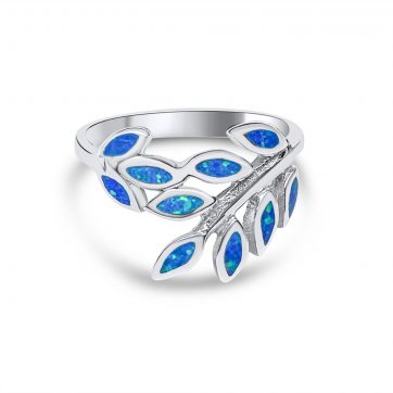 petsios Δαχτυλίδι κλαδί ελιάς με πέτρες όπαλ