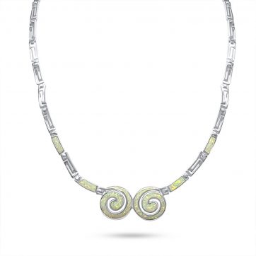 petsios White opal necklace with meander