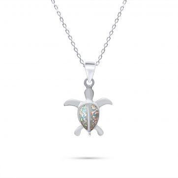 petsios White opal turtle pendant