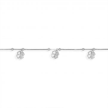 petsios Αλυσίδα ποδιού με κρεμαστά τετράφυλλα τριφύλλια με πέτρες ζιργκόν