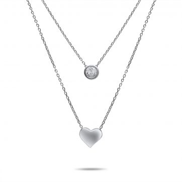 petsios Διπλό κολιέ με πέτρα ζιργκόν