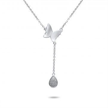 petsios Κολιέ σε στυλ Υ με πεταλούδα και πέτρες ζιργκόν