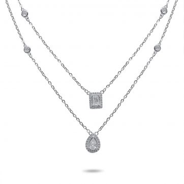 petsios Διπλό κολιέ με πέτρες ζιργκόν