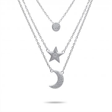 petsios Τριπλό κολιέ με πέτρες ζιργκόν