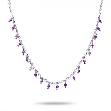 petsios Κολιέ με μώβ πέτρες