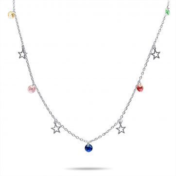 petsios Κολιέ με αστεράκια και χρωματιστές πέτρες