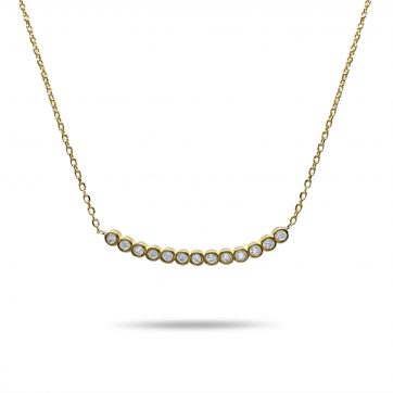 petsios Κολιέ επίχρυσο με πέτρες ζιργκόν