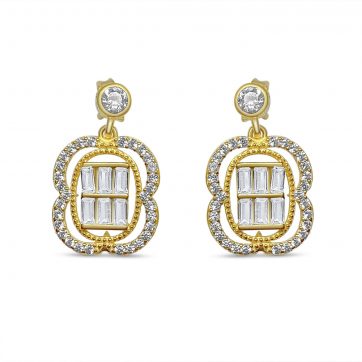 petsios Επίχρυσα σκουλαρίκια με πέτρες ζιργκόν