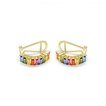 petsios Επίχρυσα σκουλαρίκια με πέτρες ζιργκόν