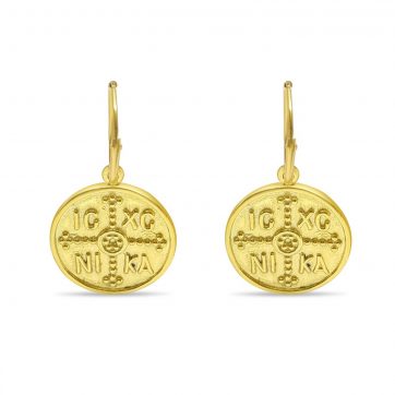 petsios Σκουλαρίκια κωνσταντινάτα κρεμαστά επίχρυσα