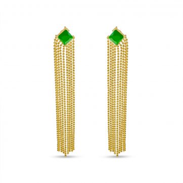 petsios Gold plated earrings with emerald stones