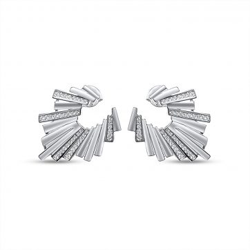 petsios Ασημένια σκουλαρίκια με πέτρες ζιργκόν