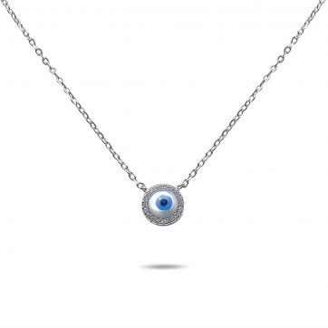 petsios Κολιέ μάτι με πέτρες ζιργκόν και φίλντισι