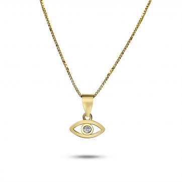 petsios Gold plated eye pendant necklace with zircon stone