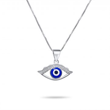 petsios Κολιέ μάτι με πέτρες ζιργκόν