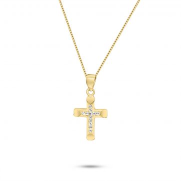 petsios Σταυρός επίχρυσος με ζιργκόν πέτρες